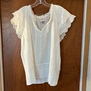 Knox Rose White Eyelet with Flutter Sleeves